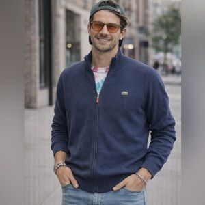 Lacoste Navy Blue Zip up Sweater (size 4 / medium)‎